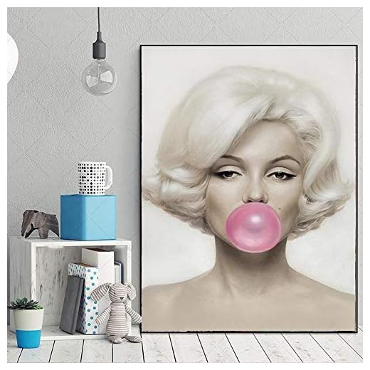 Five-Seller Cuadro De Figuras Marilyn Monroe, Impresiones De Chicle Rosa, Carteles, Cuadros De Pared para Sala De Estar, Arte De Pared, Decoración Moderna para El Hogar (1,30_x_45_cm(Sin Marco))