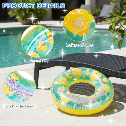 Image of Proberos Swimming Tube for Kids Age 3-6, PVC Inflatable Mermaid Swim Ring Pool Float with Duck Print Design, Lightweight Floating Tube for Kids, Summer Pool & Beach Water Toy, 22-50 CM, Green