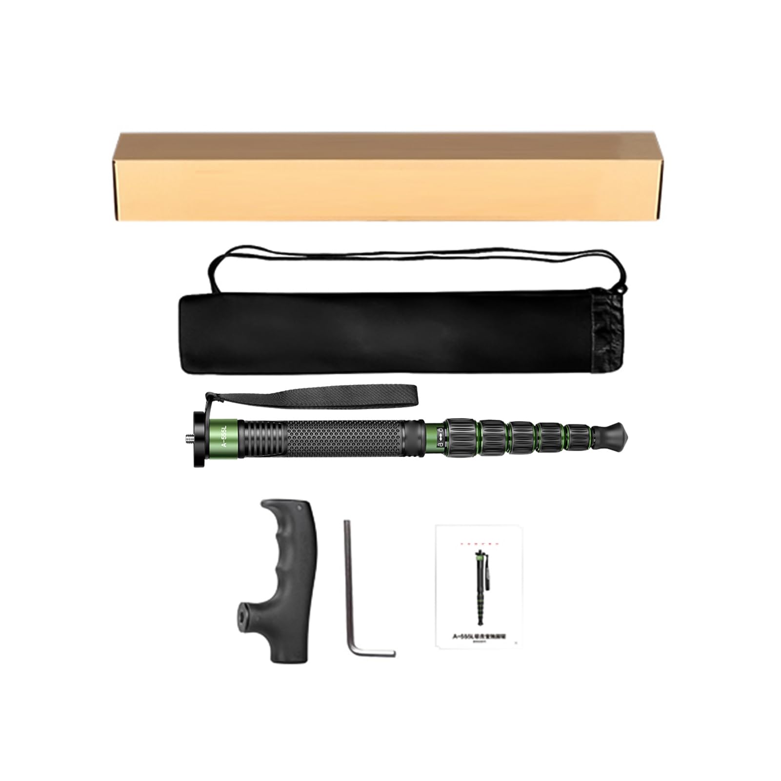 Monopiede per Fotografia Monopiede per Fotocamera Portatile Leggero capacità di Carico di 10 Kg Fotocamera DSLR Altezza Regolabile a 6 Sezioni con Testa del Bastone da Arrampicata Sport (Verde)