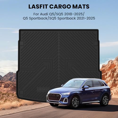 Image of LASFIT Cargo Mat for Audi Q5 /SQ5 2018-2025 | Not for PHEV, Not for 2025 Q5 new body(Gen 3), Custom Fit TPE All Weather Trunk Mat, Secure-Fit, Waterproof, Easy to Wash