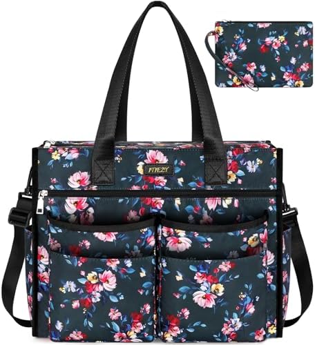 ITIEZY Utility Tote Bag for Women with 15/18 Pockets - Large Teacher Tote Bag with Zipper Compartment Nurse Bags for Work