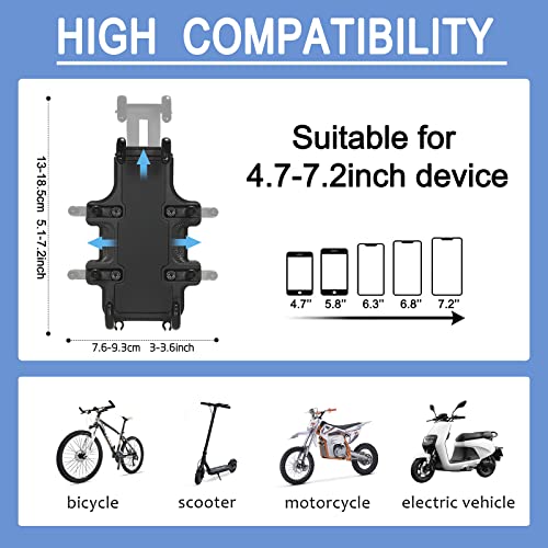 Motorcycle Bike Phone Mount, Motorcycle Bike Phone 360° Rotating Aluminum Alloy Holder Universal Handlebar Motorcycle With Vibration Dampener For 4.7''-7.2''Phones… #TOP5