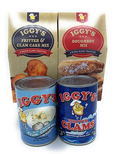 Iggy's Clam Cake Mix, Chopped Clams, and Chowdah (Clam Cakes, Chowdah, and Doughboy), NOW with 50% more clams!