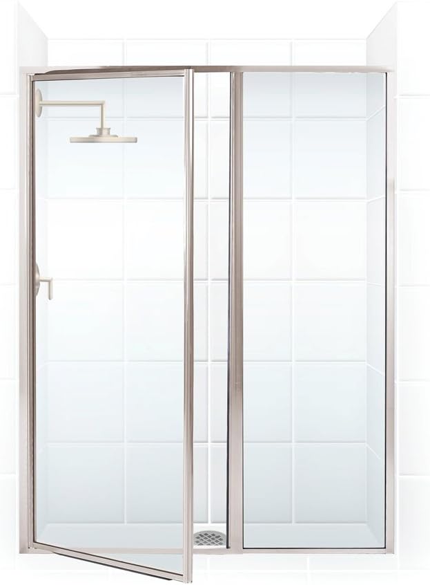 Coastal Shower Doors L31IL18.69B-C Legend Series Framed Hinge Swing Shower Door with Inline Panel in Clear Glass, 44" x 66", Brushed Nickel