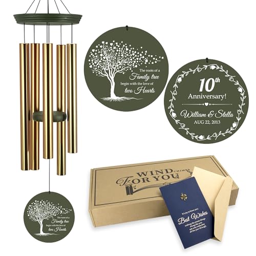Image of ASTARIN Tree of Life Wind Chimes, Personalized Wind Chimes for 50th Anniversary for Parents Couple, Romantic Idea for Mom Dad Keepsake Gifts