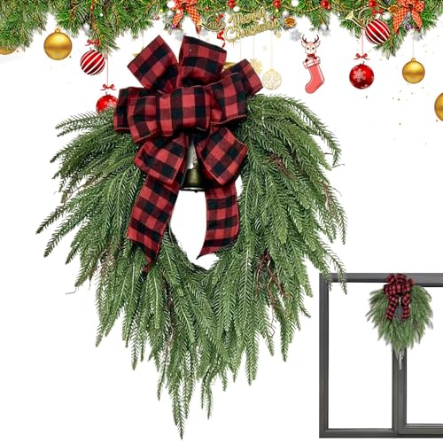 Corona per porta di Natale, corone di Natale artificiali, decorazioni stagionali Simili aghi di pino con per casa di campagna portico ingresso esterno inverno Halloween