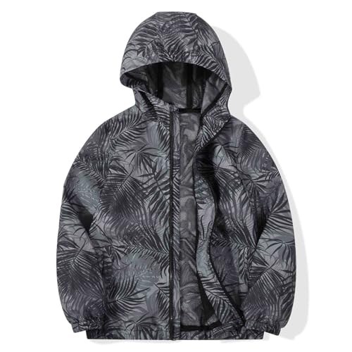 Image of SUNDAY ROSE Boys Windbreaker Jacket Hooded Lightweight Windroof Water-resistant Outdoor Coats for Kids