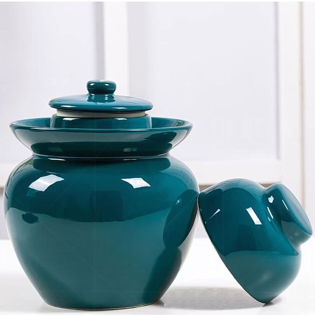 Gesunde Keramikgurken Glas Fermenting Glas Esstisch Pushels Container Gärung Clock Jar Gärung Pickling Pot for Kimchi Sauerkraut Pickles Gärtetes Gemüse Kombucha, Grün (Größe : M)