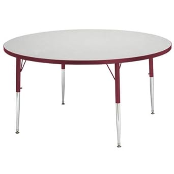 طاولة أنشطة مستديرة من Jonti-Craft Berries 6433JCE119، ارتفاع إلكتروني 15 بوصة - 24 بوصة، ارتفاع قابل للتعديل، قطر 48 بوصة، رمادي/أخضر/رمادي
