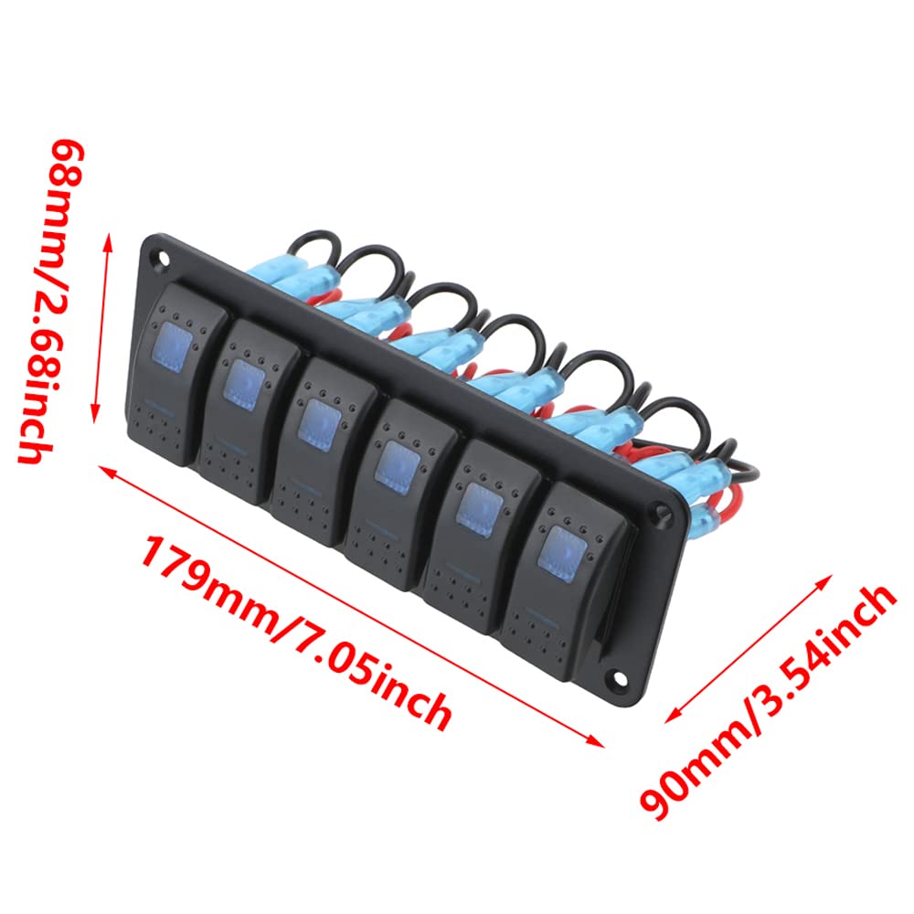 Riloer Panel de interruptor 3/4/5/6/8 Gang, Panel de interruptor basculante DC12V/24V 240W, interruptor de Panel de aluminio Universal modificado para yate RV automático 12-24V