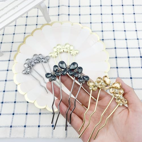 4 Peines Decorativos de Mariposa con Cristal miniatura 6