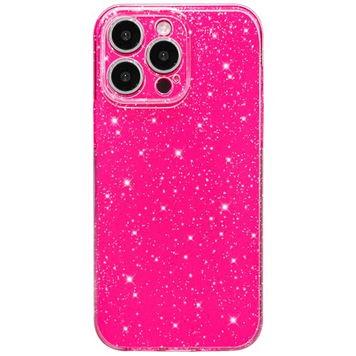 Hython Case for iPhone 15 Pro Max Case Glitter Cute Sparkly Shiny Bling Sparkle Phone Cases 6.7", Thin Slim Fit Soft TPU Bumper Shockproof Rubber Protective Cover for Women Girls Girly, Hot Pink by Hython - Used condition - US$6.72