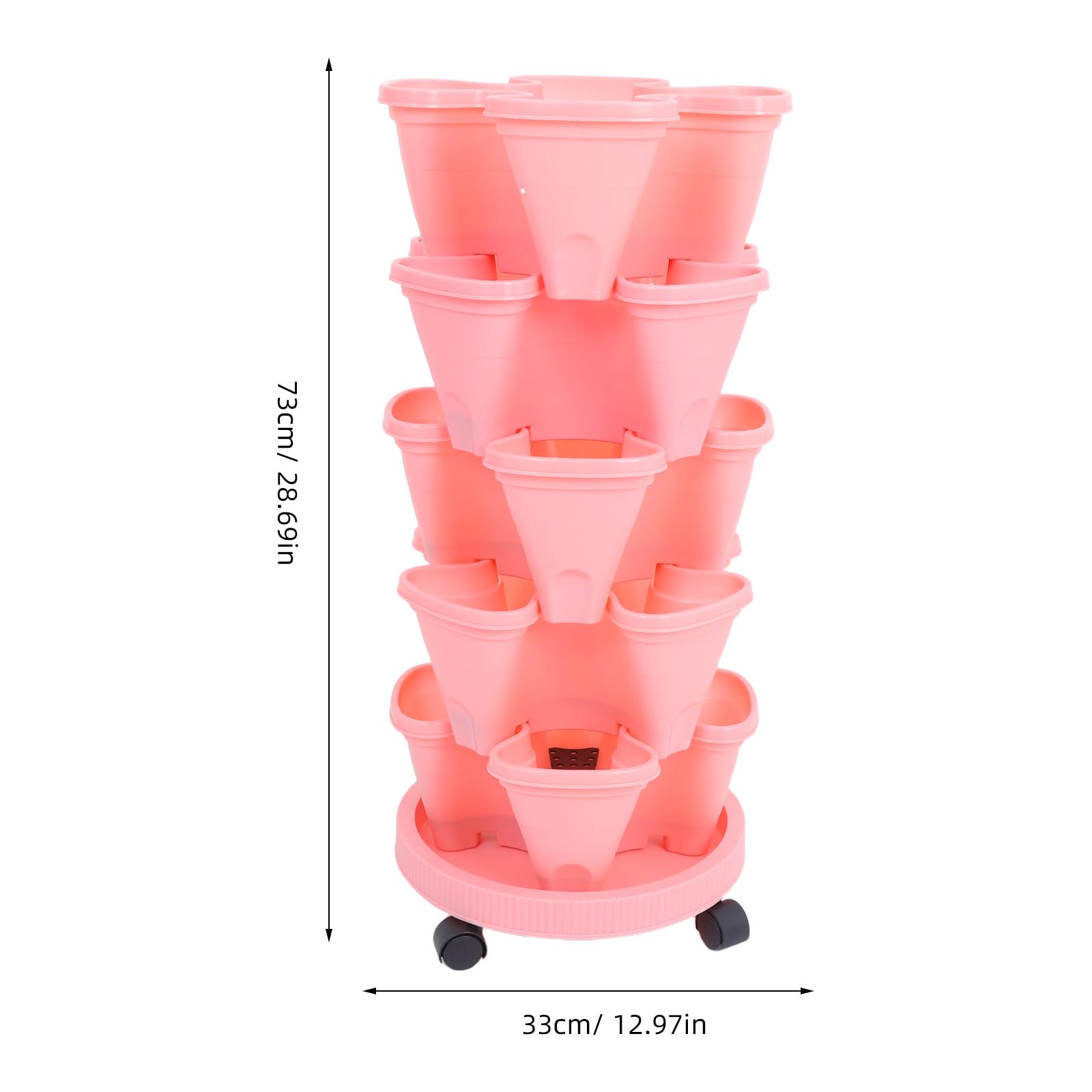 GLEAVI Stapelbarer Pflanzturm, Mehrschichtig, Vertikal, Abs, Rosa