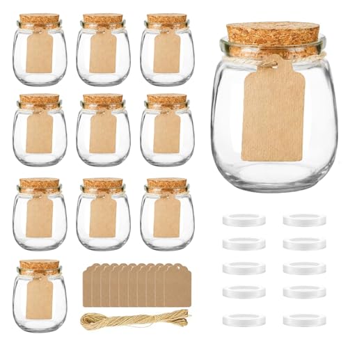 ZhouZGlass 10 Pack Empty Candle Jars 3.5 oz Mini Yogurt Jar with Cork Lids