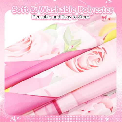 Image of Princess Castle Door Banner - 3PCS Pink Castle Backdrop with Floral Towers, Hanging Princess Photo Booth Backdrop for Girls Birthday Party Baby Shower Decorations