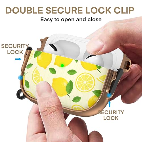 Image of Maxjoy for AirPods Pro 3rd Generation Case with Lock, Cute AirPods Pro 3 Case Lock Protective Hard Air Pod Pro 3 Cover for Women Men with Keychain for Airpod Pro 3rd Gen Cover 2025, Lemon