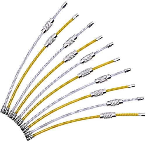 Preisvergleich Produktbild Mengger Schlüsselanhänger Stahldraht Keychain Farbe Stahl Schluesselring Spiraldraht Schlangenkette 10 Stück Schlüsselbund Kabel Hängend Gepäck Edelstahl Draht Schlüsselring