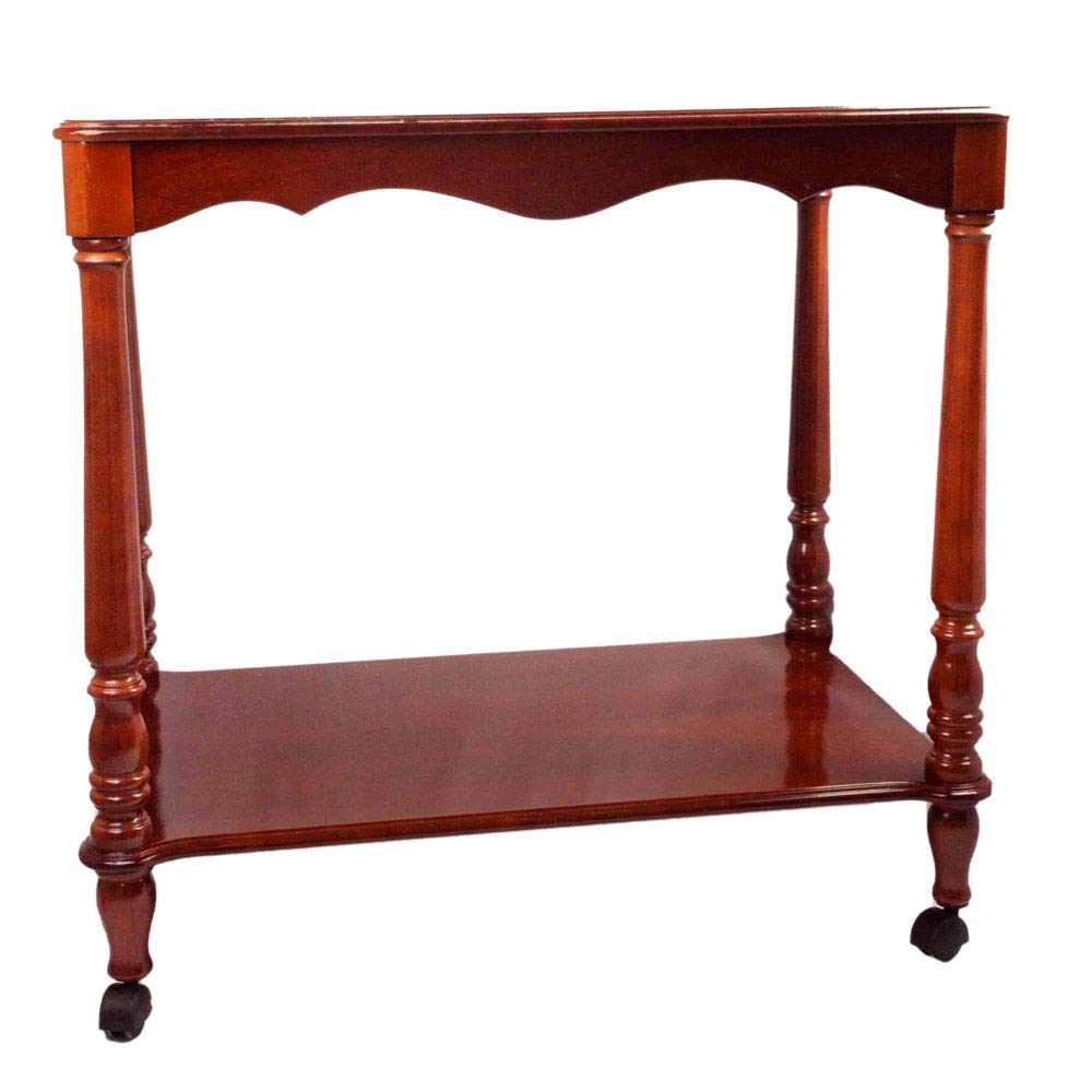 FranquiHOgar Tavolo Carrello di servizio ausiliario in legno con ruote e vassoio per cucina e sala da pranzo vintage a 2 livelli, dimensioni: 80 x 50 x 75 cm Toledo