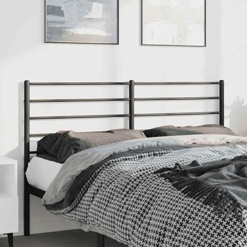 Tidyard Cabecero de Cama Elegante de Acero Negro, 142x90cm, Requiere Montaje