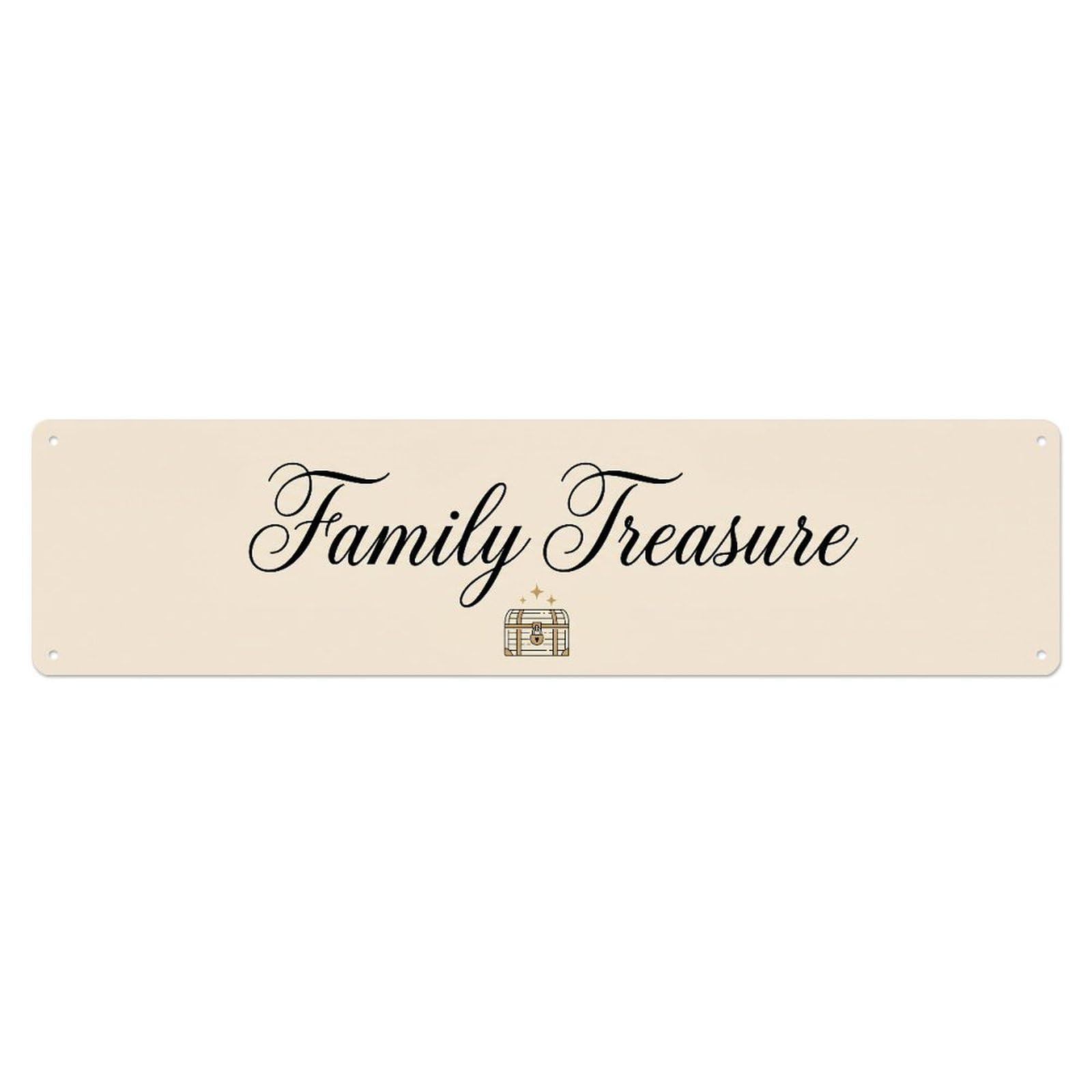 Family Treasure Infinite Residence Metal Tin Skinny Sign Plaque Wall Decor for Cafe, Club Bar, Office, Home Garden Metal Poster 4x16Inch