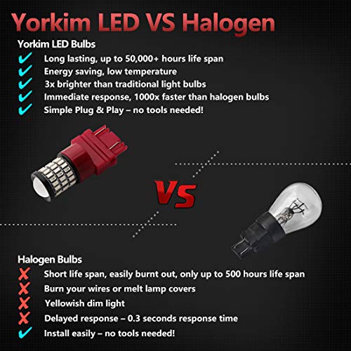 image for Yorkim 3157 Led Bulb Red Ultra Bright, 3157 Led Brake Lights, 3157 Led