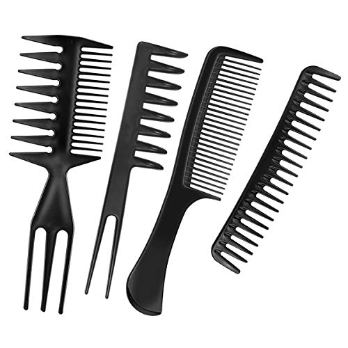 Foto von Hair Styling Kämme, Netspower 10Pcs Profi Friseur Haar Kamm Stielkamm Friseur Zubehör Geräte Set Friseurwerkzeuge mit Tragbar Tasche für Haarstylisten Barbers Salon Familie, Schwarz