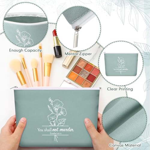 Kacctyen 20 Pcs Christian Gifts for Women Bible Religious Makeup Bag with Zipper Canvas Cosmetic Bags Bulk for Back to School VBS Church Nurse Teacher(Five Colors)4