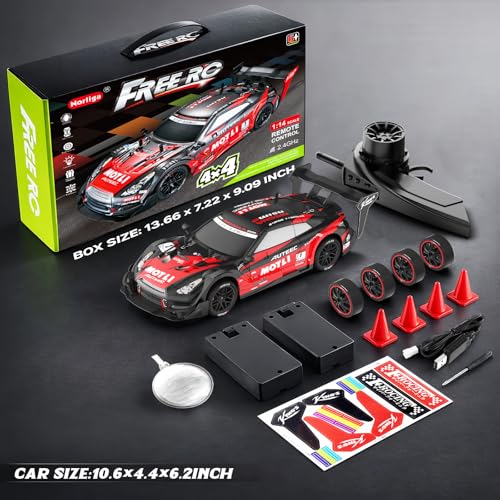 Image of Remote Control Car RC Drift Car 1:16 Scale 4WD RC Vehicle with LED Lights 2.4GHz 30km /h RTR High Speed Racing Sport Toy for Adults Boys Girls Kids Gift 2Pcs Rechargeable Battery