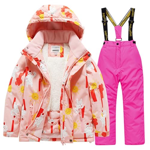 Combinaison de Ski Enfant Fille Ensemble 2pcs Veste de Ski + Salopette Pantalon Enfants Cadeau Noel Tenue de Neige Imperméable Coupe-Vent Vêtements de Neige...