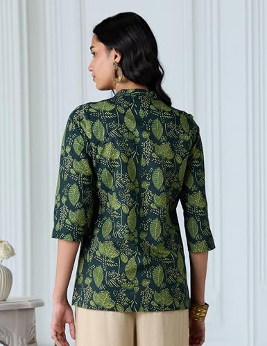 Image of Amazon Brand - Myx Women Cotton Printed A-line Short Kurti (Available in Plus Sizes)