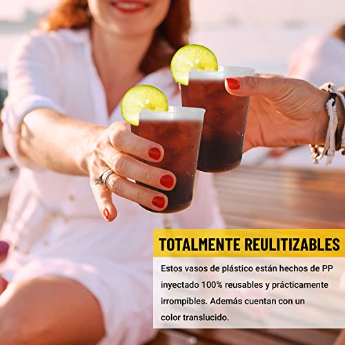 Miniatura 6 de Pawopa 100 Vasos De Sidra 600 Ml Reutilizables - Plástico Duro Irrompible - Uso En Fiestas, Oficina O Camping - Ecológico Sin Bpa - Para Agua, Cocktail, Cubatas, Gin Tonic Y Cerveza