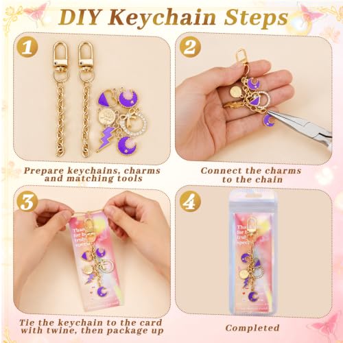Image of Wurosi 30 Pcs Metal Keychain Making Kit, Bag Charm Chains,Gold