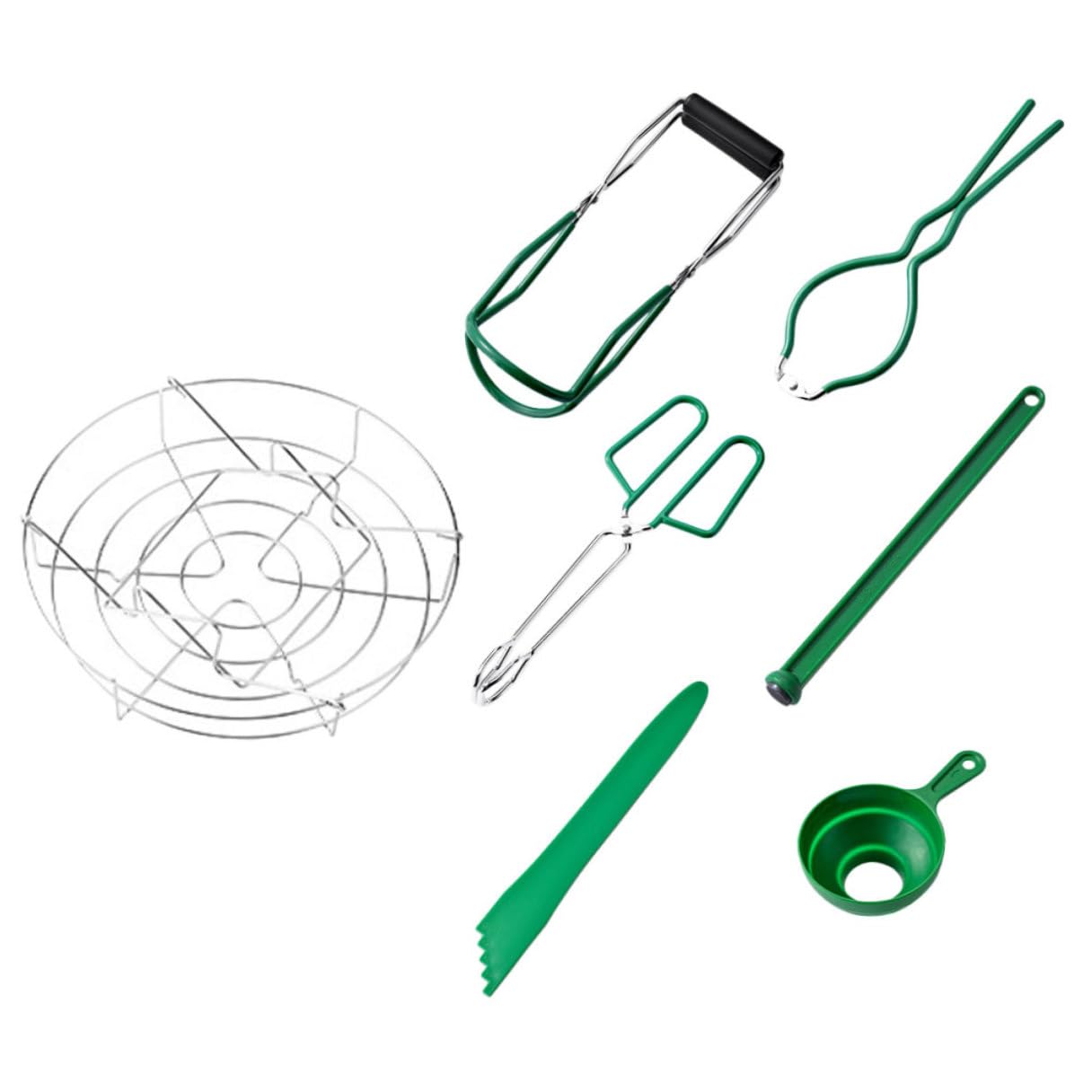 SHINEOFI 7 Pezzi Canning Kit per Conservare Marmellate con Pinze Antiscottatura e Imbuto Utensili Professionali per Cucina Casalinga Accessori per Barattoli e Conserve Verde