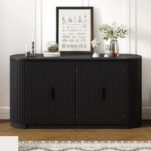 Modern Adjustable Veal Striped Door Storage Cabinet for Entryway, Living Room, Study - Stylish & Functional Furniture Solution