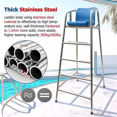 Silla de Socorrista para Piscinas Exterior con Soporte 660lbs miniatura 4