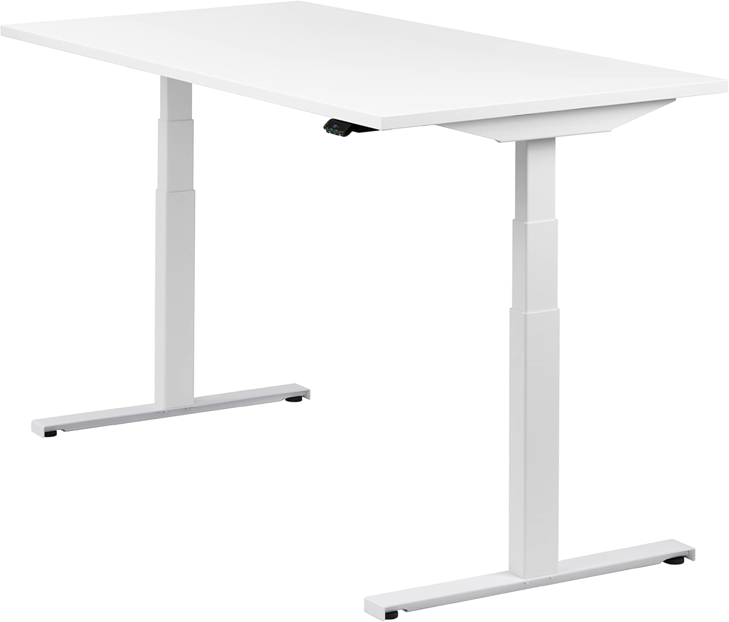 Diagram illustrating the dual high-performance motors and app control features of the Easydesk.