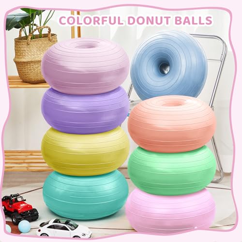 Image of Lewtemi 8 Pcs Flexible Seating for Classroom Elementary,20'' | Inflated Wobble Chair for Sensory Kids Large Yoga Ball Chairs Donut Ball Seats with Inflator for Classroom Office School