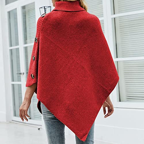Poncho de punto con capucha mujer chaqueta capa invierno holgada 6