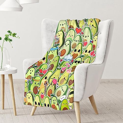 Blanket for Girls - 50"x60" Cute Avocado Throw Gifts - Colorful Soft Fuzzy Blankets for Bed, Couch & Living Room