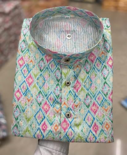 Image of FOXDX Men's Traditional Cotton Floral Printed Only Kurta