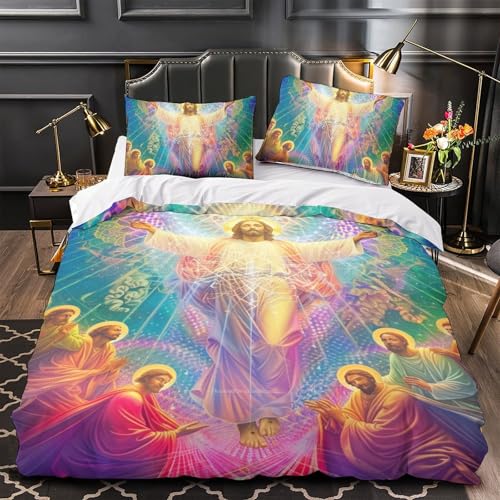 Housses de couettes Jésus imprimé 3D en microfibre 140x200 cm