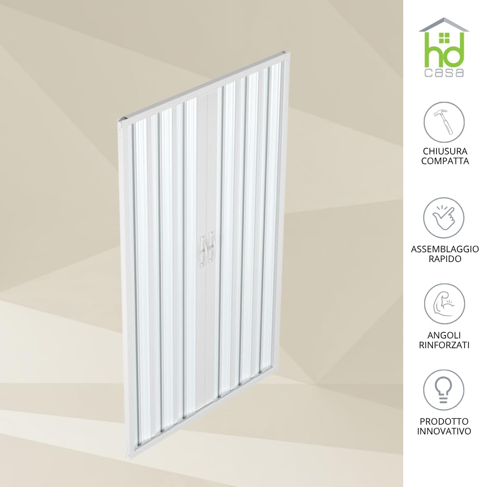 HD CASA Box Doccia a Soffietto in PVC Modello Giada, Apertura Centrale Estendibile, Cabina Doccia Angolare Salvaspazio Made in Italy 120 cm