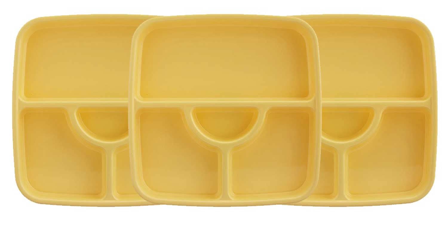 Signoraware Square Plastic Serving Thali Set, Set of 3, Yellow