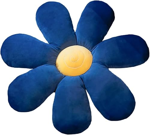 Cojín de suelo con forma de flor de margarita, cojín sedentario de tatami para auto, cojín para silla de oficina, 23 pulgadas, azul rey