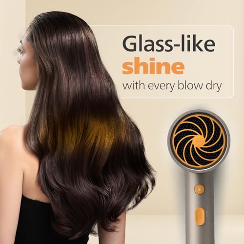 Image of Philips India's No.1 Hair Styling Brand - Glass like Shine Hair Dryer | 1600W | 4 Heat x Speed Modes | 30M Negative ions | Travel-Friendly | For Indian Hair | Gifts for Men | BHD321