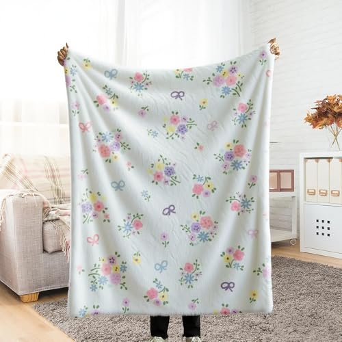 毛布 シングル ふわふわ毛布 膝掛け blanket for winter カラフルフラワーリボ重い もふもふ とろとろケット 冬布団 キャンプ 寒さ対策 マイクロファイバー オールシーズン 軽量 静電防止