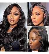 HD 13x6 Lace Front Wigs Human Hair Pre Plucked 180%, LEhan Transparent Body Wave Lace Front Wigs ...