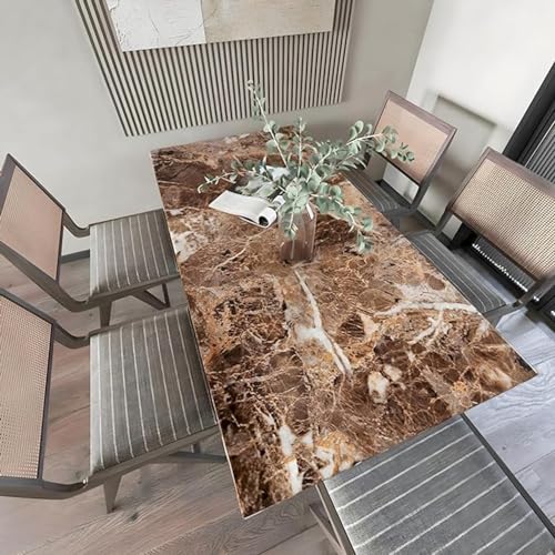 Image of VOLITO Self Adhesive Marble Wallpaper Kitchen Wallpaper Oil Proof & Waterproof Wallpaper for Cabinet Makeover, Almirah, Plastic & Tabletop, Wardrobe (60x200cm) (V-Dark Brown)