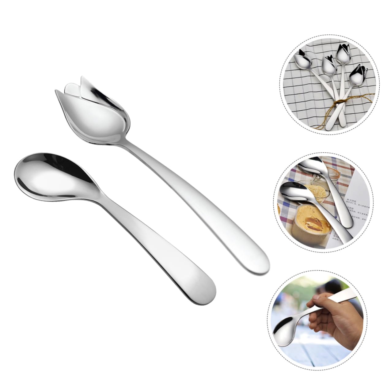 FRCOLOR 8pezzi Cucchiaio Curvo Ergonomico Inossidabile Per Anziani Da Utensili Per Alimentazione Autonoma Design Angolato Per Facilità Uso Letto