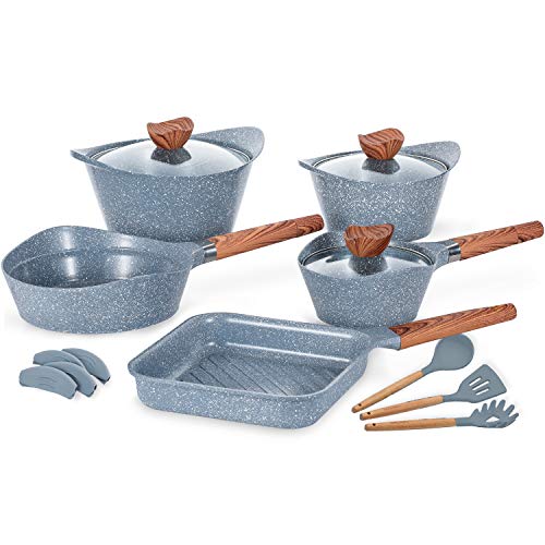 Nonstick Cookware Set Dishwasher Safe 100% PFOA Free Aluminum Induction Pots and Pans
